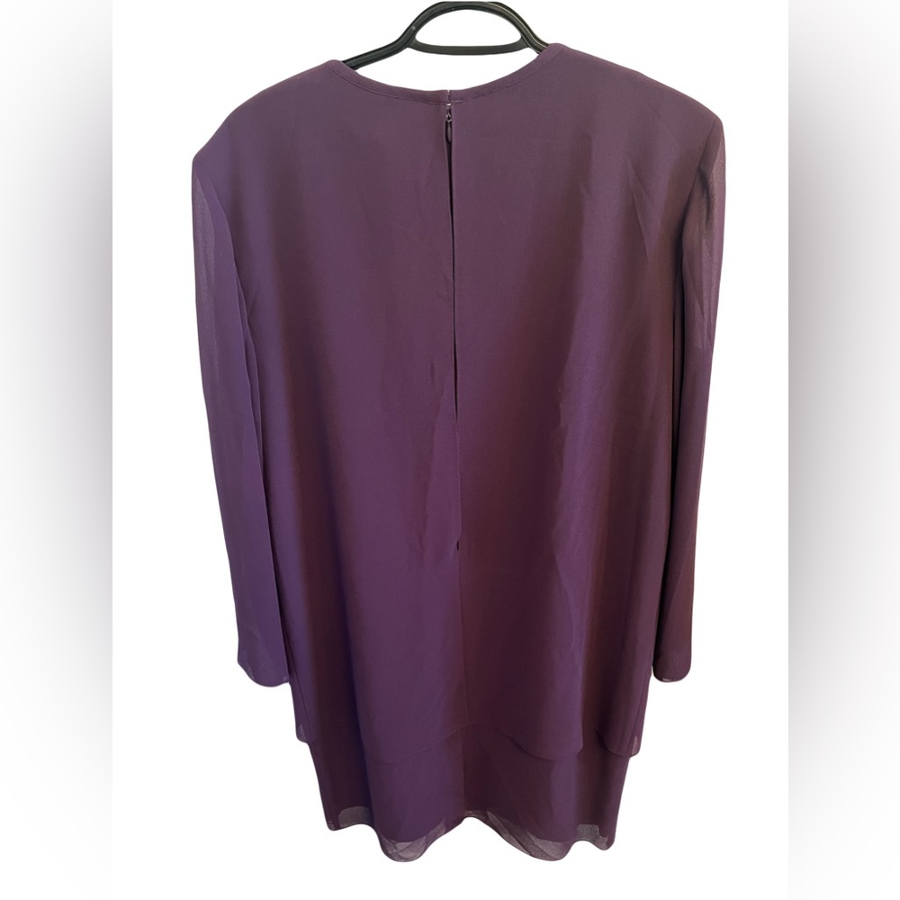 VIRGO Dark Purple Formal Mother Of The Bride Embroidered Bead Floral Midi Dress - Picture 2 of 8